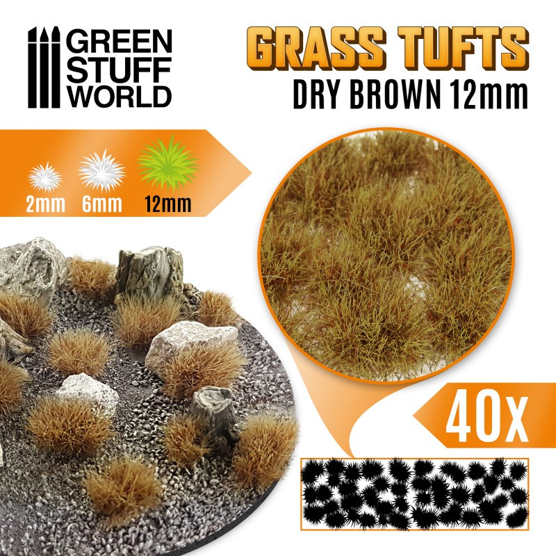 Grass TUFTS - 12mm self-adhesive - DRY BROWN